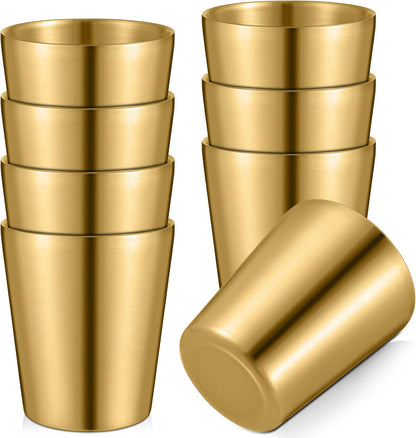 8 Pack Stainless Steel Insulated Cup 10 oz Metal Tumbler Double Wall Vacuum Water Glasses Camping Reusable Mugs Bbq Home Office Party Coffee