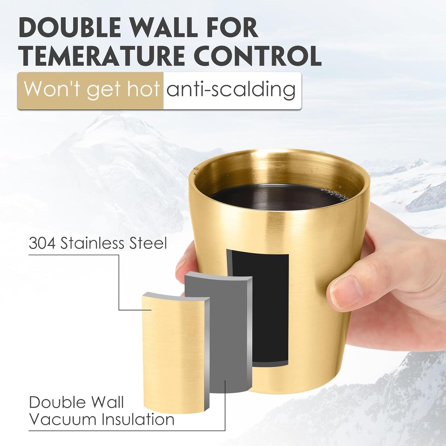8 Pack Stainless Steel Insulated Cup 10 oz Metal Tumbler Double Wall Vacuum Water Glasses Camping Reusable Mugs Bbq Home Office Party Coffee