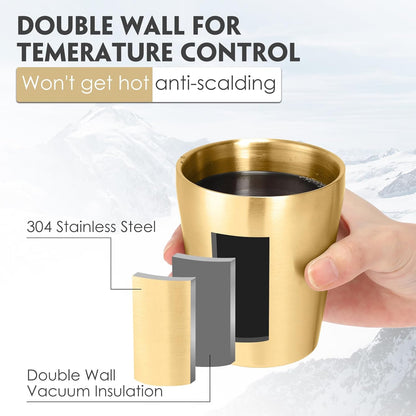 8 Pack Stainless Steel Insulated Cup 10 oz Metal Tumbler Double Wall Vacuum Water Glasses Camping Reusable Mugs Bbq Home Office Party Coffee