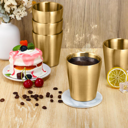 8 Pack Stainless Steel Insulated Cup 10 oz Metal Tumbler Double Wall Vacuum Water Glasses Camping Reusable Mugs Bbq Home Office Party Coffee