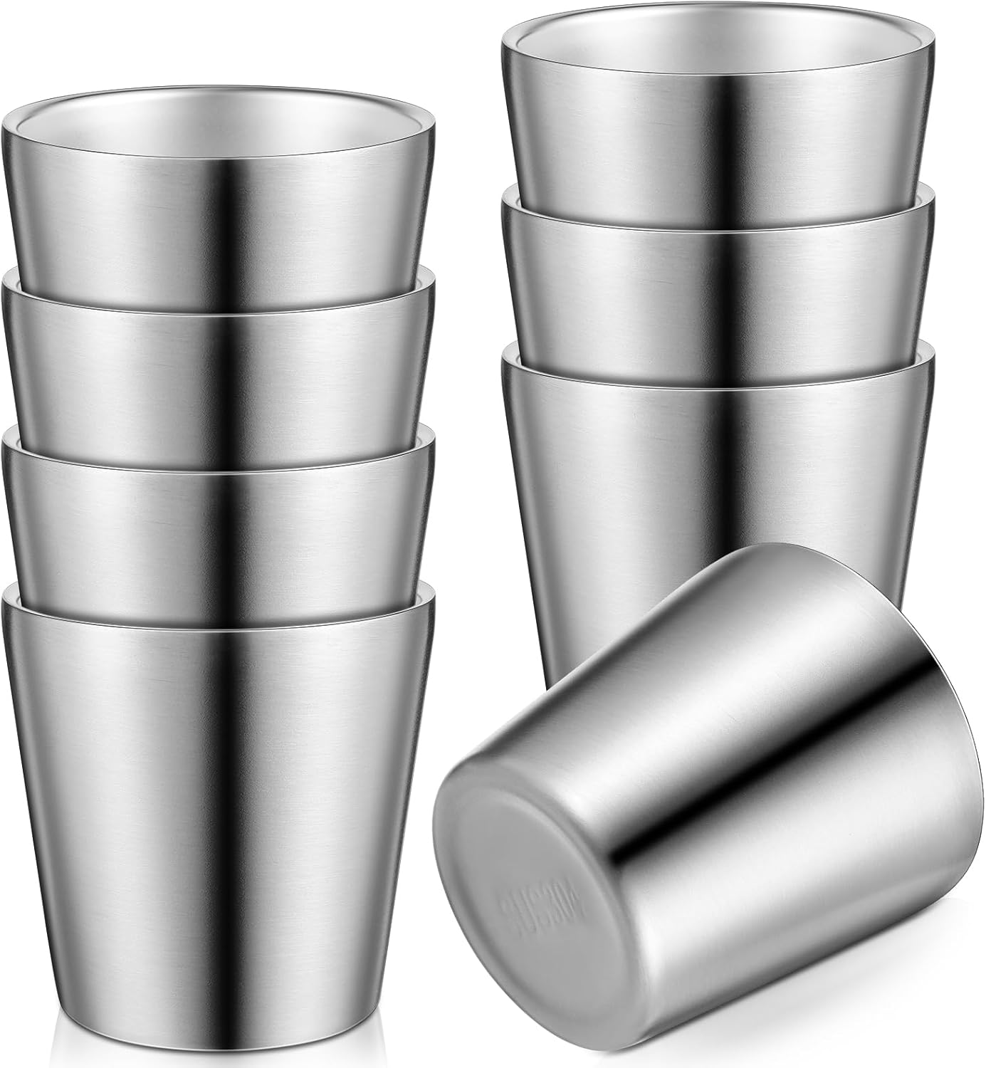 8 Pack Stainless Steel Insulated Cup 10 oz Metal Tumbler Double Wall Vacuum Water Glasses Camping Reusable Mugs Bbq Home Office Party Coffee