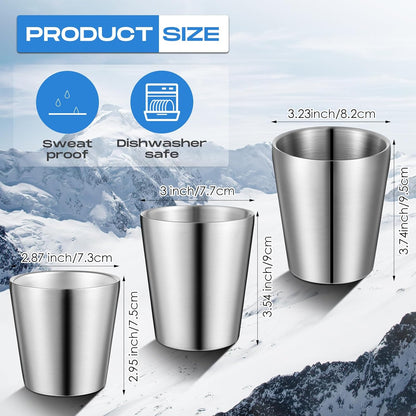 8 Pack Stainless Steel Insulated Cup 10 oz Metal Tumbler Double Wall Vacuum Water Glasses Camping Reusable Mugs Bbq Home Office Party Coffee