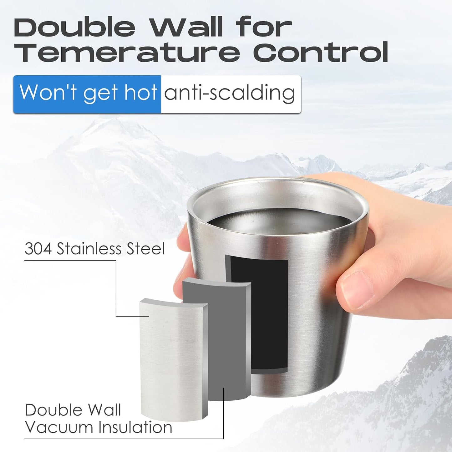 8 Pack Stainless Steel Insulated Cup 10 oz Metal Tumbler Double Wall Vacuum Water Glasses Camping Reusable Mugs Bbq Home Office Party Coffee