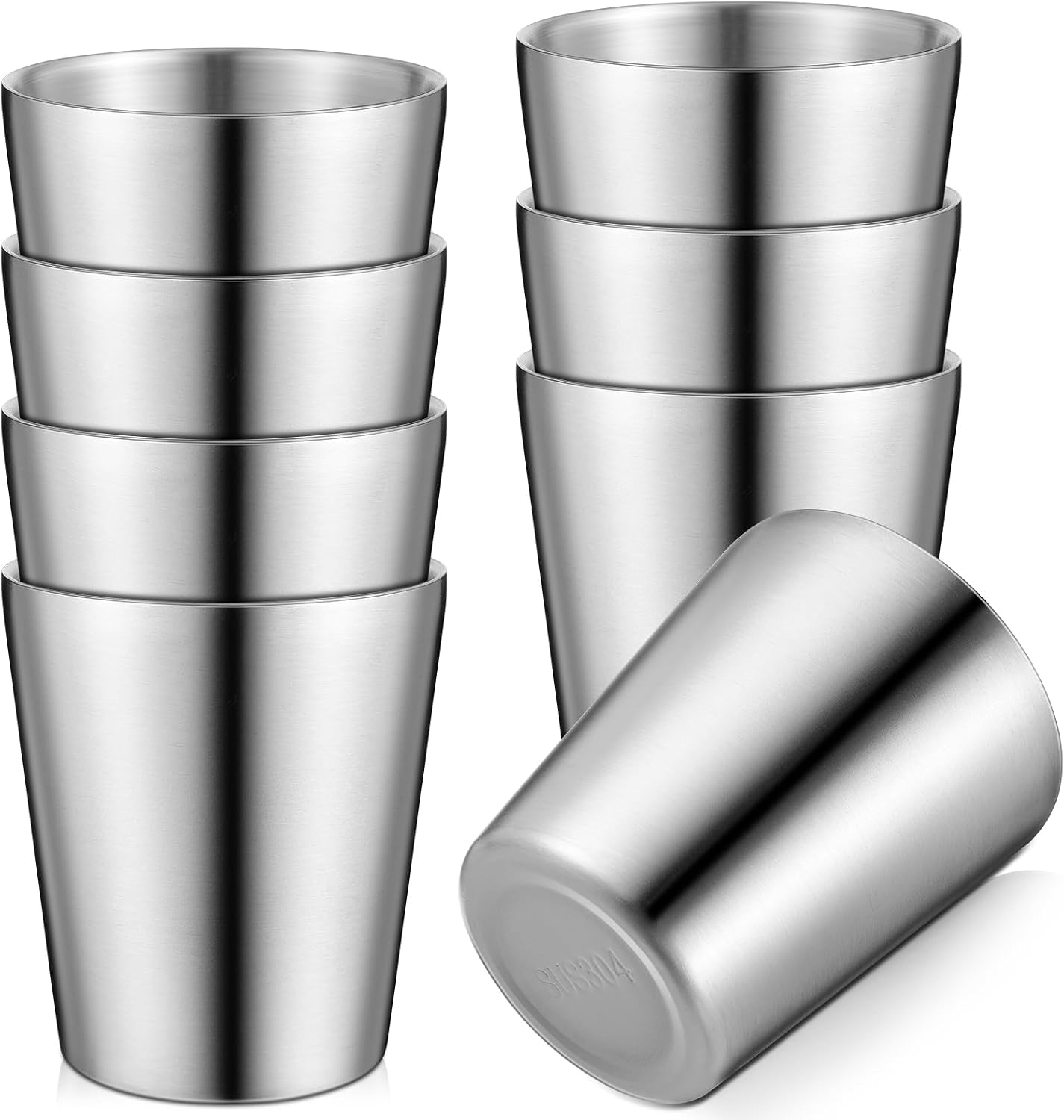 8 Pack Stainless Steel Insulated Cup 10 oz Metal Tumbler Double Wall Vacuum Water Glasses Camping Reusable Mugs Bbq Home Office Party Coffee