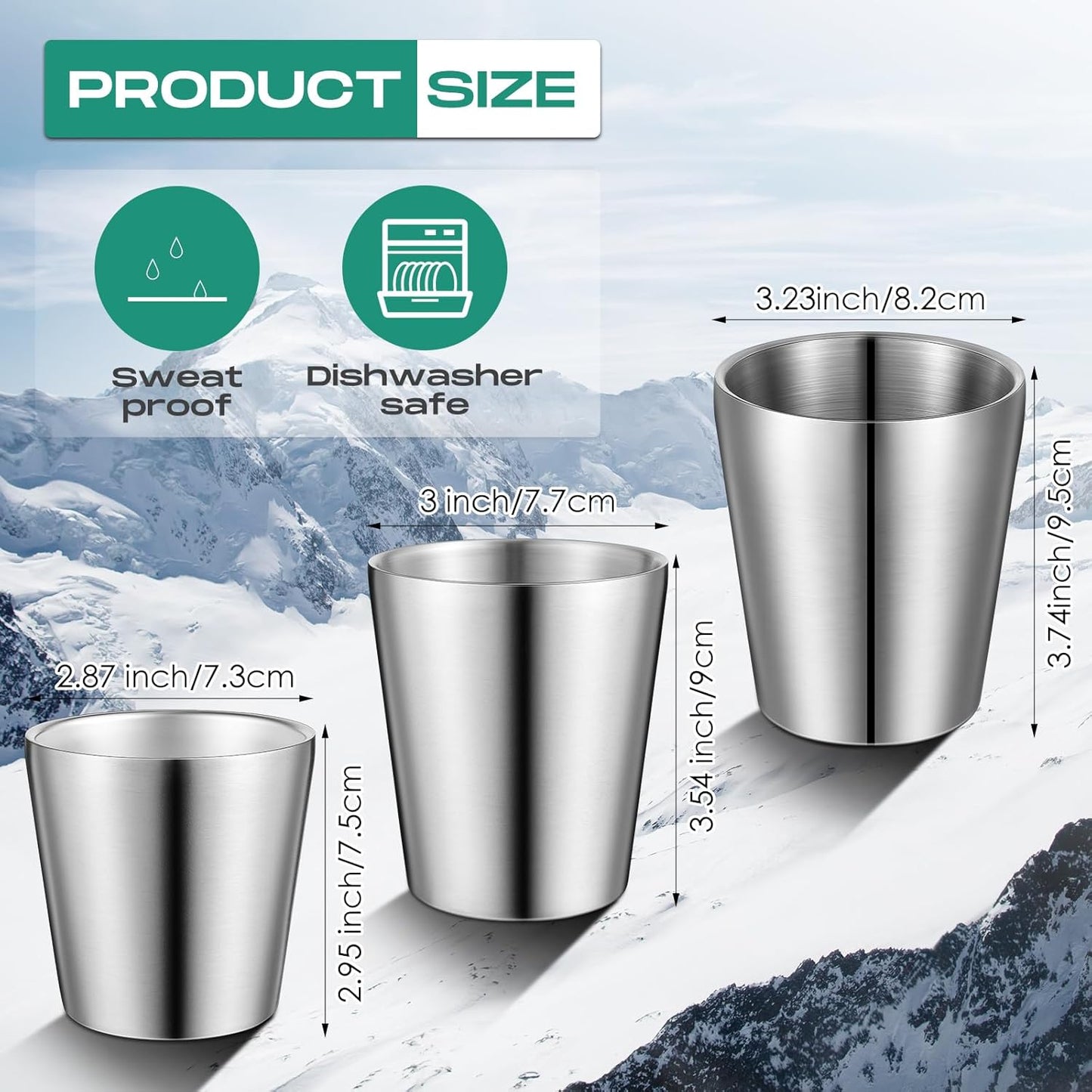 8 Pack Stainless Steel Insulated Cup 10 oz Metal Tumbler Double Wall Vacuum Water Glasses Camping Reusable Mugs Bbq Home Office Party Coffee