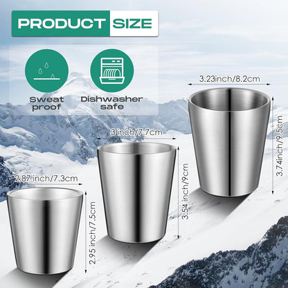 8 Pack Stainless Steel Insulated Cup 10 oz Metal Tumbler Double Wall Vacuum Water Glasses Camping Reusable Mugs Bbq Home Office Party Coffee