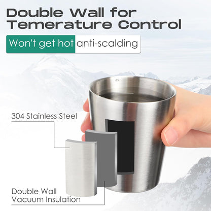 8 Pack Stainless Steel Insulated Cup 10 oz Metal Tumbler Double Wall Vacuum Water Glasses Camping Reusable Mugs Bbq Home Office Party Coffee