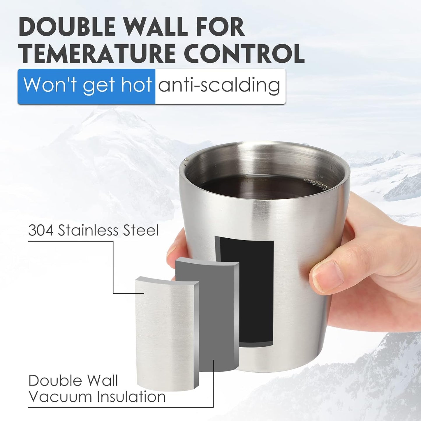 8 Pack Stainless Steel Insulated Cup 10 oz Metal Tumbler Double Wall Vacuum Water Glasses Camping Reusable Mugs Bbq Home Office Party Coffee
