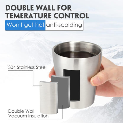 8 Pack Stainless Steel Insulated Cup 10 oz Metal Tumbler Double Wall Vacuum Water Glasses Camping Reusable Mugs Bbq Home Office Party Coffee