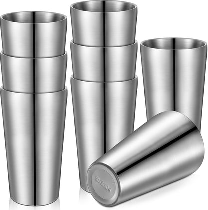8 Pack Stainless Steel Insulated Cup 10 oz Metal Tumbler Double Wall Vacuum Water Glasses Camping Reusable Mugs Bbq Home Office Party Coffee