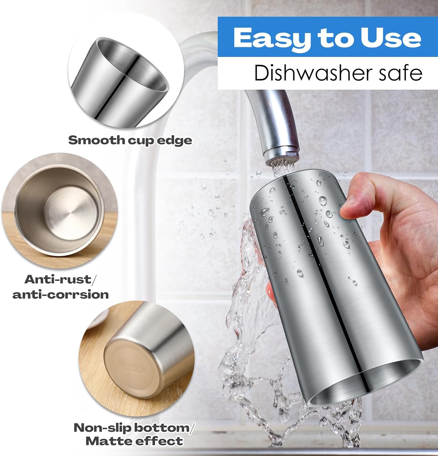 8 Pack Stainless Steel Insulated Cup 10 oz Metal Tumbler Double Wall Vacuum Water Glasses Camping Reusable Mugs Bbq Home Office Party Coffee