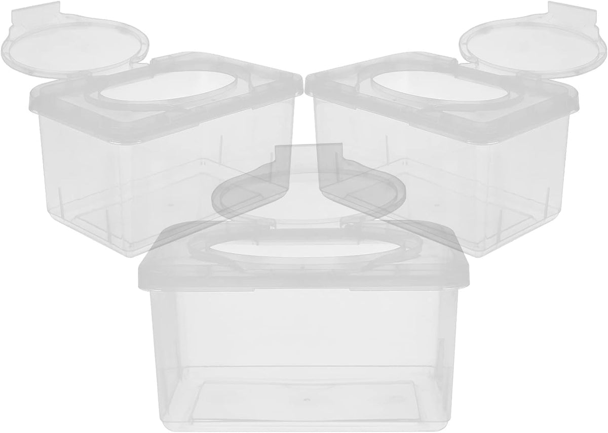 Portable Baby Wipes Dispenser Box 3 Pack Wet Tissue Holder with Lid - Compact Storage Container for Home Travel and Nursery