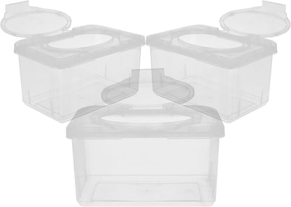 Portable Baby Wipes Dispenser Box 3 Pack Wet Tissue Holder with Lid - Compact Storage Container for Home Travel and Nursery