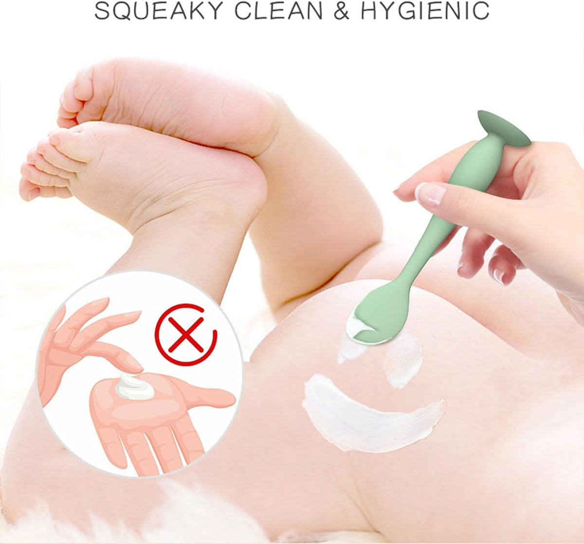 Silicone Ointment Applicator Baby Diaper Cream Scraper Spoon Buttocks Scraping Spoon With Suction Cup Base Diaper Cream Application