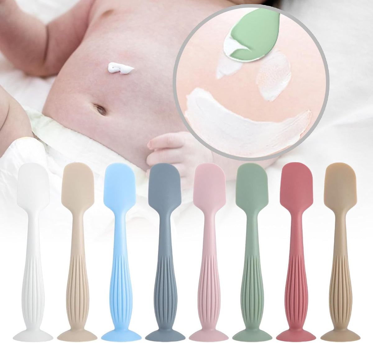 Silicone Ointment Applicator Baby Diaper Cream Scraper Spoon Buttocks Scraping Spoon With Suction Cup Base Diaper Cream Application