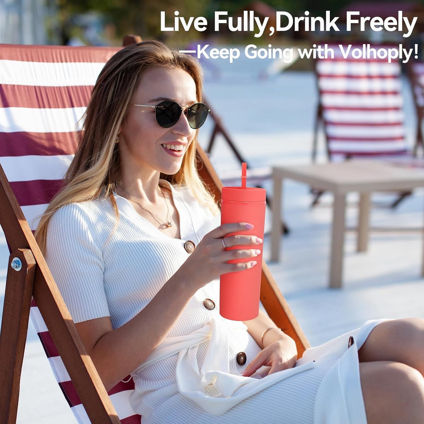 Volhoply 20oz Plastic Skinny Tumblers Bulk 4 Pack,Double Wall Tumbler with Lid and Straw,Reusable Travel Iced Coffee Mug,BPA Free Matte Acrylic Water Cups with Straw for Party,DIY Gifts(Mix, 4 Set)