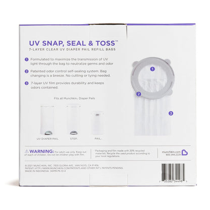 ® UV Snap, Seal & Toss™ Diaper Pail Refill Bags, Holds up to 600 Newborn Diapers, 20 Pack