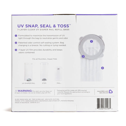 ® UV Snap, Seal & Toss™ Diaper Pail Refill Bags, Holds up to 600 Newborn Diapers, 20 Pack