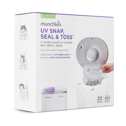 ® UV Snap, Seal & Toss™ Diaper Pail Refill Bags, Holds up to 600 Newborn Diapers, 20 Pack