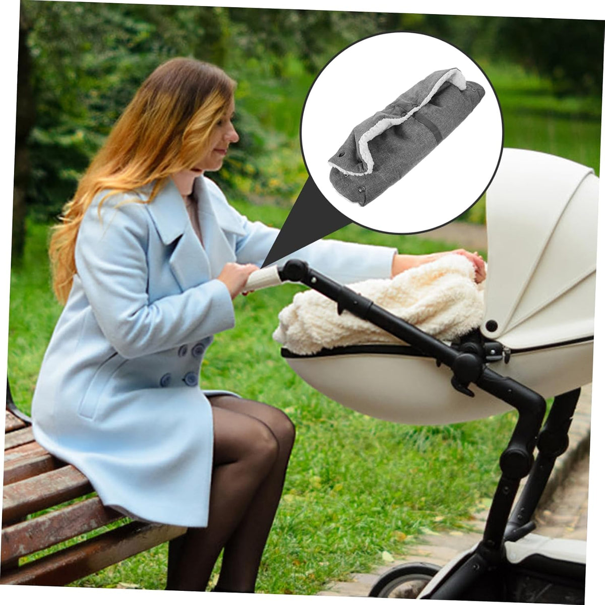 Winter Stroller Gloves Durable Hand Muffs with Lining for Cold Weather Easy to Install Pushchair Handlebar Fit for Parents and Caregivers