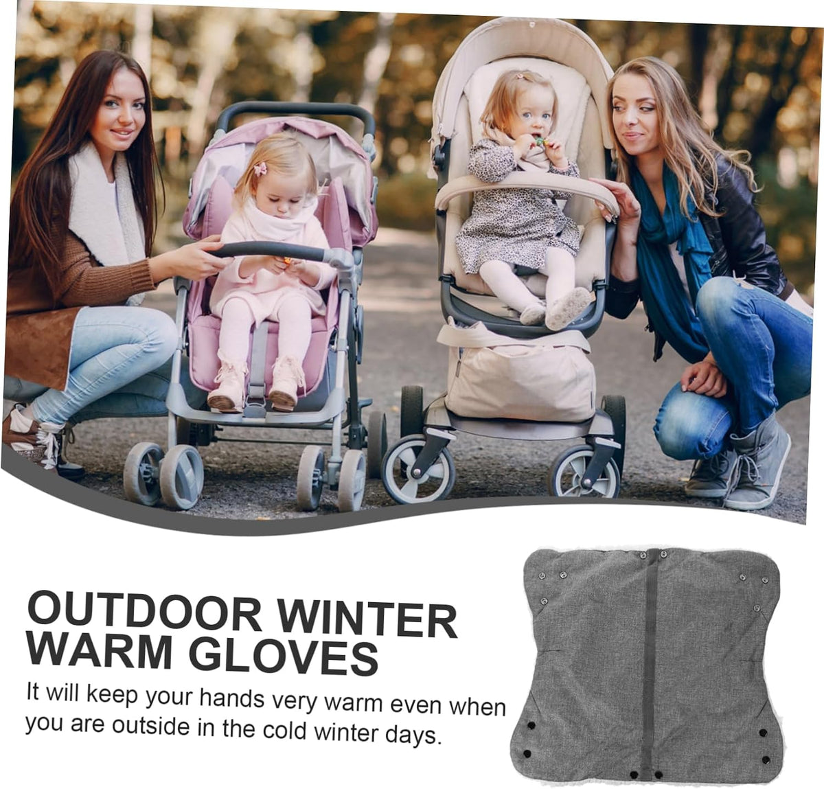 Winter Stroller Gloves Durable Hand Muffs with Lining for Cold Weather Easy to Install Pushchair Handlebar Fit for Parents and Caregivers