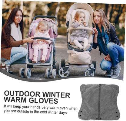 Winter Stroller Gloves Durable Hand Muffs with Lining for Cold Weather Easy to Install Pushchair Handlebar Fit for Parents and Caregivers