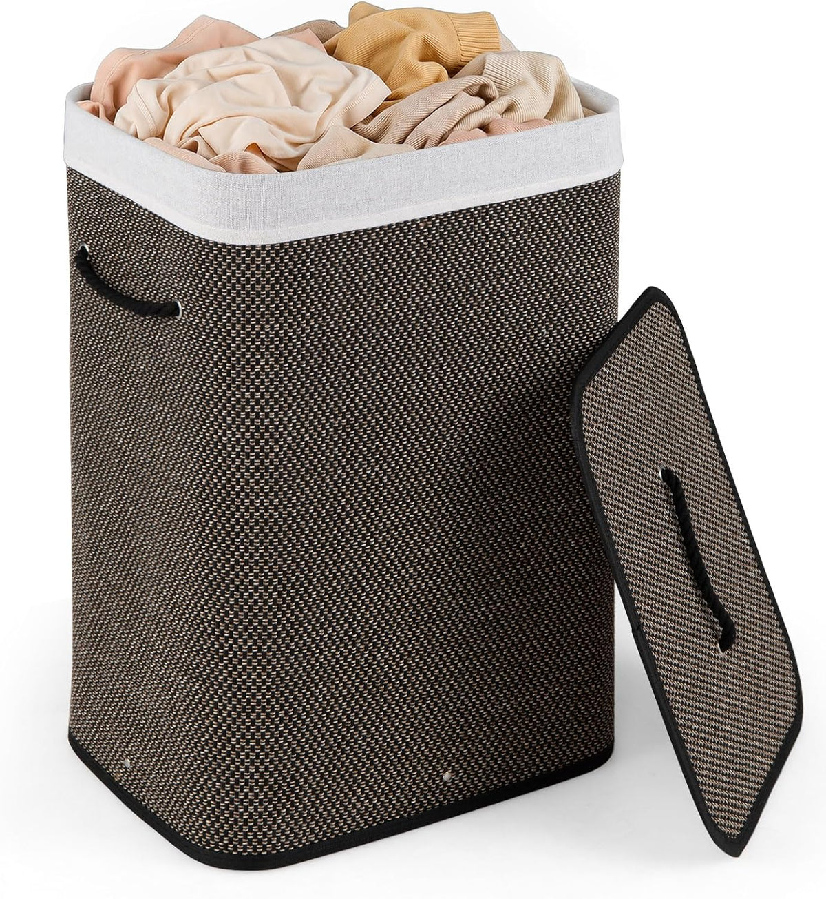 Bamboo Laundry Hamper with Lid Removable Liner & Handles