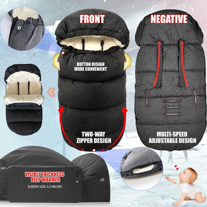 Waterproof &Thicken Universal Stroller Cover Winter,Stroller Footmuff Bunting Bag for Warm Strollers Muff,Stroller Accessories for Baby Sleeping Bag Winter Stroller Blanket
