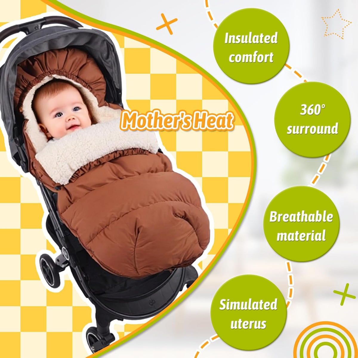 Waterproof &Thicken Universal Stroller Cover Winter,Stroller Footmuff Bunting Bag for Warm Strollers Muff,Stroller Accessories for Baby Sleeping Bag Winter Stroller Blanket