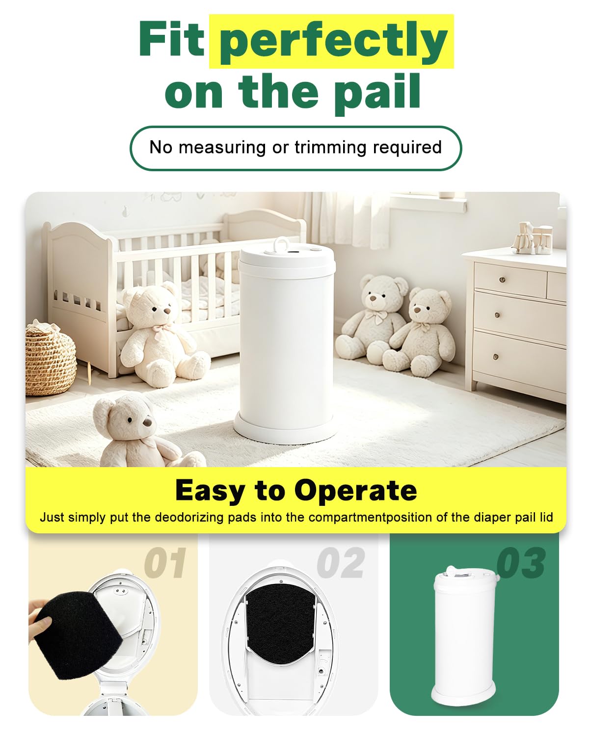 Baby Diaper Pail Deodorizer Refill Compatible with Ubbi Diaper Pail