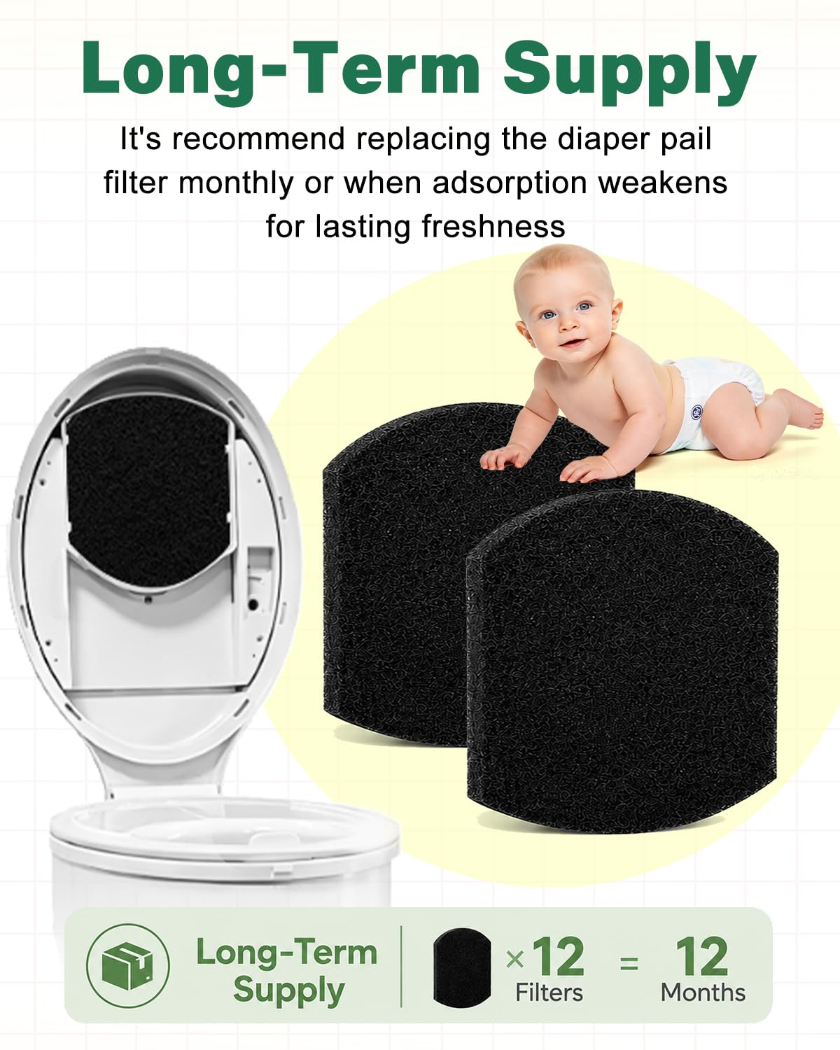 Baby Diaper Pail Deodorizer Refill Compatible with Ubbi Diaper Pail
