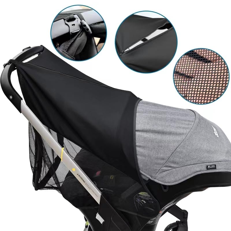 Stroller Sun Shade - Universal Stroller Sun Shade for Travel Strollers, Jogging Strollers; Baby and Toddler Travel Essential; Safely Blocks Up to 97% of UV, Easy to Install