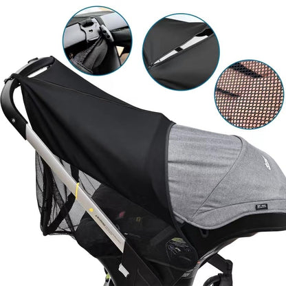 Stroller Sun Shade - Universal Stroller Sun Shade for Travel Strollers, Jogging Strollers; Baby and Toddler Travel Essential; Safely Blocks Up to 97% of UV, Easy to Install