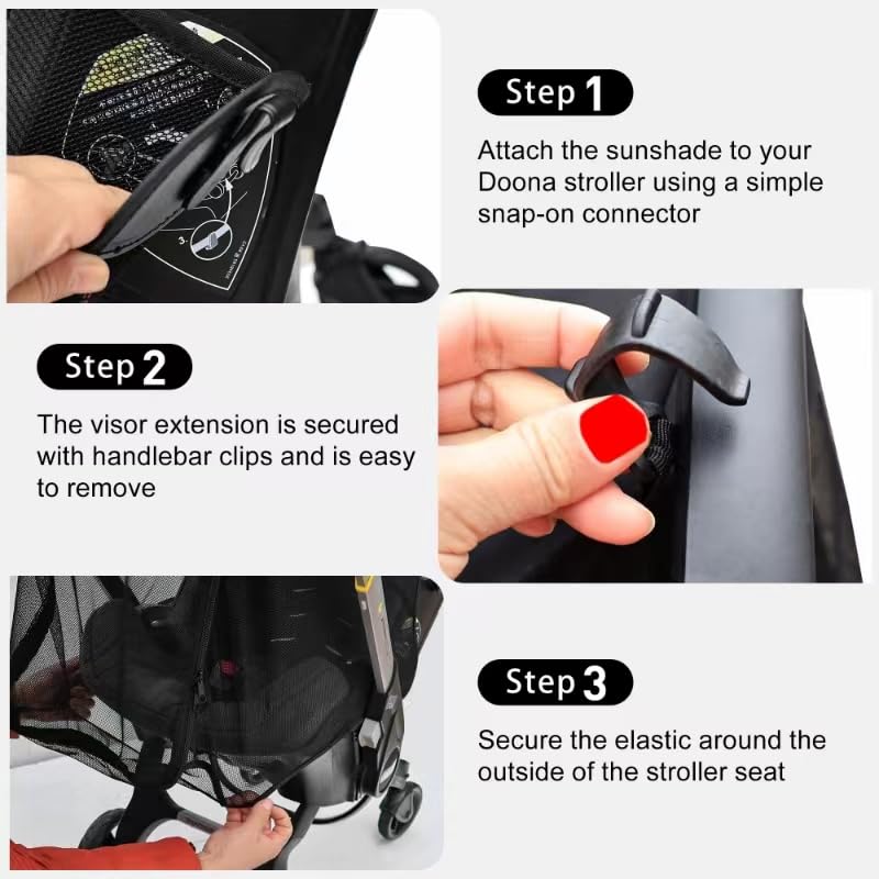Stroller Sun Shade - Universal Stroller Sun Shade for Travel Strollers, Jogging Strollers; Baby and Toddler Travel Essential; Safely Blocks Up to 97% of UV, Easy to Install