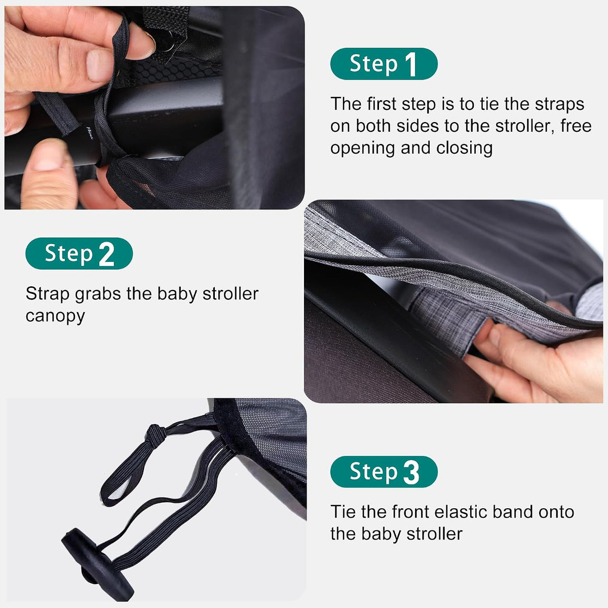 Stroller Sun Shade - Universal Stroller Sun Shade for Travel Strollers, Jogging Strollers; Baby and Toddler Travel Essential; Safely Blocks Up to 97% of UV, Easy to Install