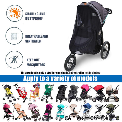 Stroller Sun Shade - Universal Stroller Sun Shade for Travel Strollers, Jogging Strollers; Baby and Toddler Travel Essential; Safely Blocks Up to 97% of UV, Easy to Install