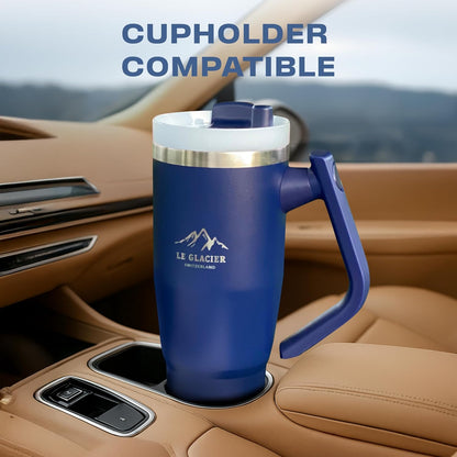 Thurston Tumbler – 40oz Stainless Steel Insulated Travel Cup with Handle & Straw Lid, Double-Wall Vacuum with All-in-One Rotational Handle & Retractable Straw for Hot & Cold Drinks (Navy)