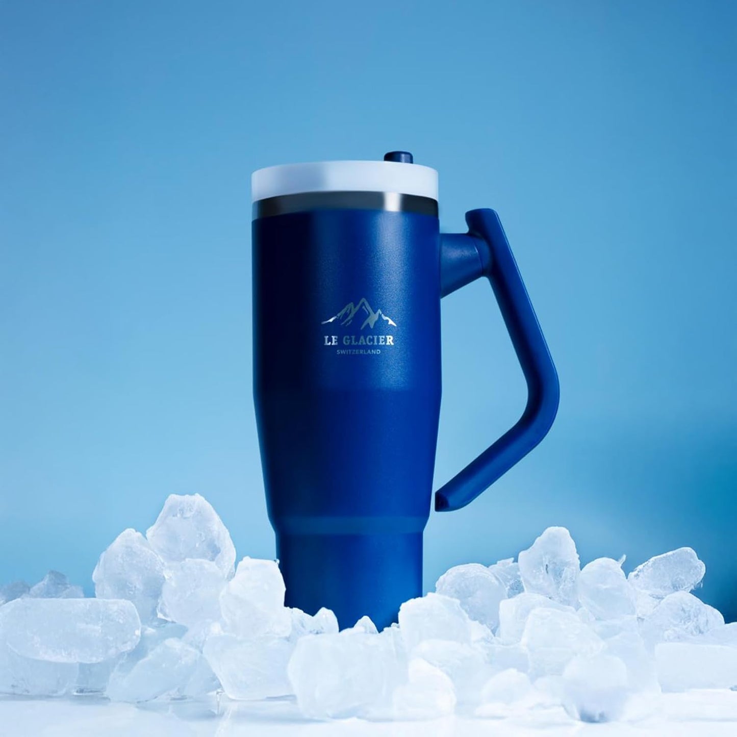 Thurston Tumbler – 40oz Stainless Steel Insulated Travel Cup with Handle & Straw Lid, Double-Wall Vacuum with All-in-One Rotational Handle & Retractable Straw for Hot & Cold Drinks (Navy)