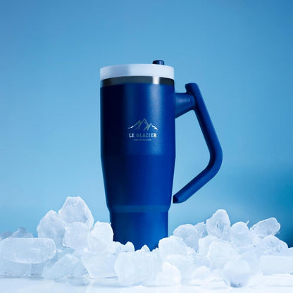 Thurston Tumbler – 40oz Stainless Steel Insulated Travel Cup with Handle & Straw Lid, Double-Wall Vacuum with All-in-One Rotational Handle & Retractable Straw for Hot & Cold Drinks (Navy)