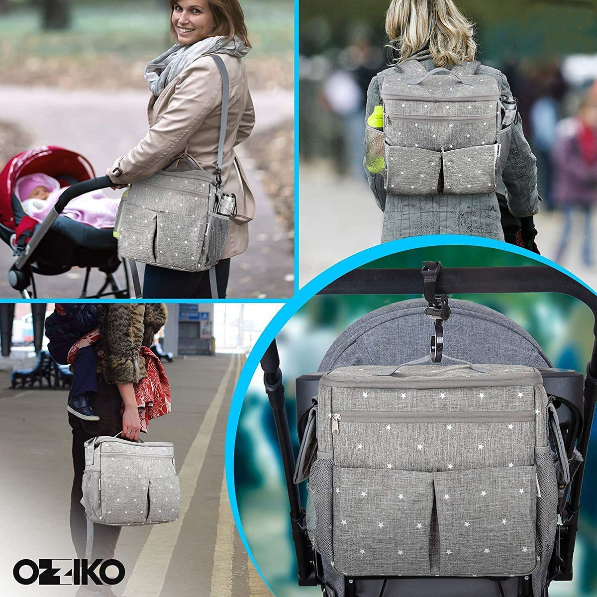 Stroller Organizer, Universal Diaper Bag Backpack Bag Fit for Newborn Baby Girl Or Boy Tote, Gift for Shower, New Parents, New Mom, Infants, Toddlers, Babies