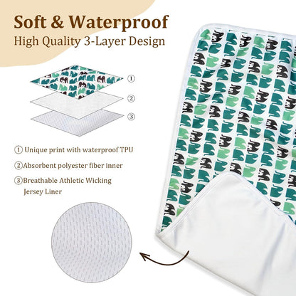 Waterproof Cloth Diaper Changing Pad - Waterproof Reusable Absorbent Mat for Cloth Diapers, Baby Crib, Travel, Daycare, 2 Pack 27.5 * 15.7 Inches