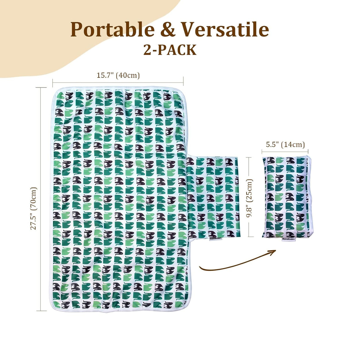 Waterproof Cloth Diaper Changing Pad - Waterproof Reusable Absorbent Mat for Cloth Diapers, Baby Crib, Travel, Daycare, 2 Pack 27.5 * 15.7 Inches