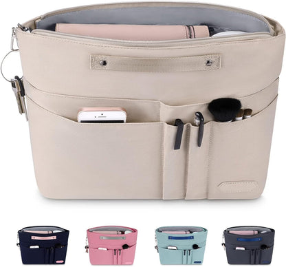 Purse Organizer Insert for Handbags,Tote Bag Organizer Insert Zipper Bag for Women, Handbag Organizer Inside Liner with 15 Pockets