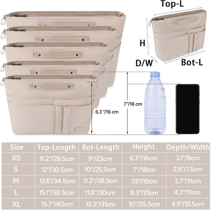 Purse Organizer Insert for Handbags,Tote Bag Organizer Insert Zipper Bag for Women, Handbag Organizer Inside Liner with 15 Pockets