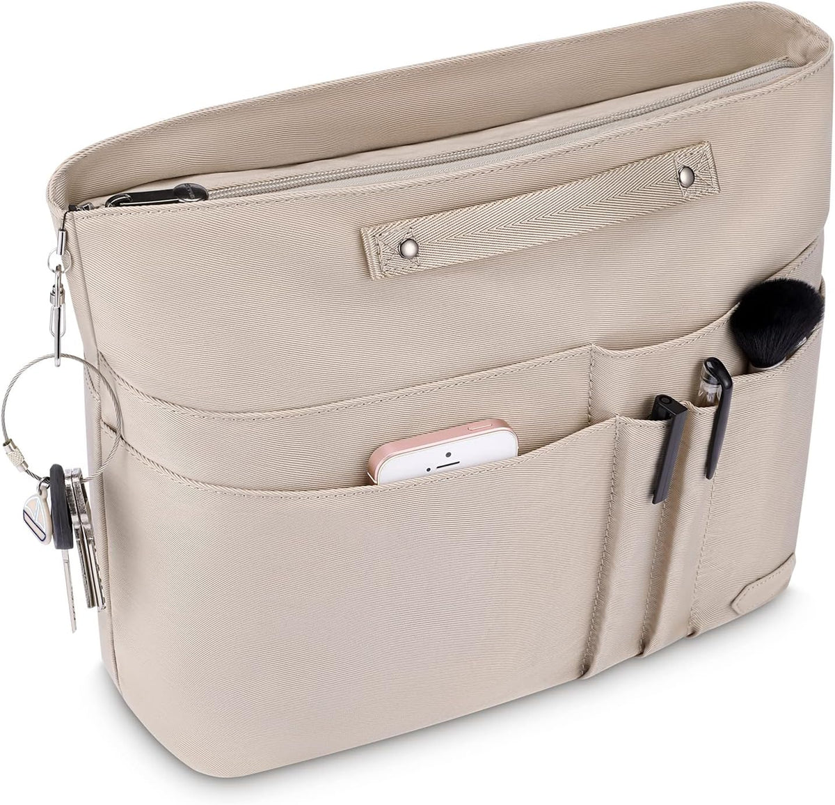 Purse Organizer Insert for Handbags,Tote Bag Organizer Insert Zipper Bag for Women, Handbag Organizer Inside Liner with 15 Pockets