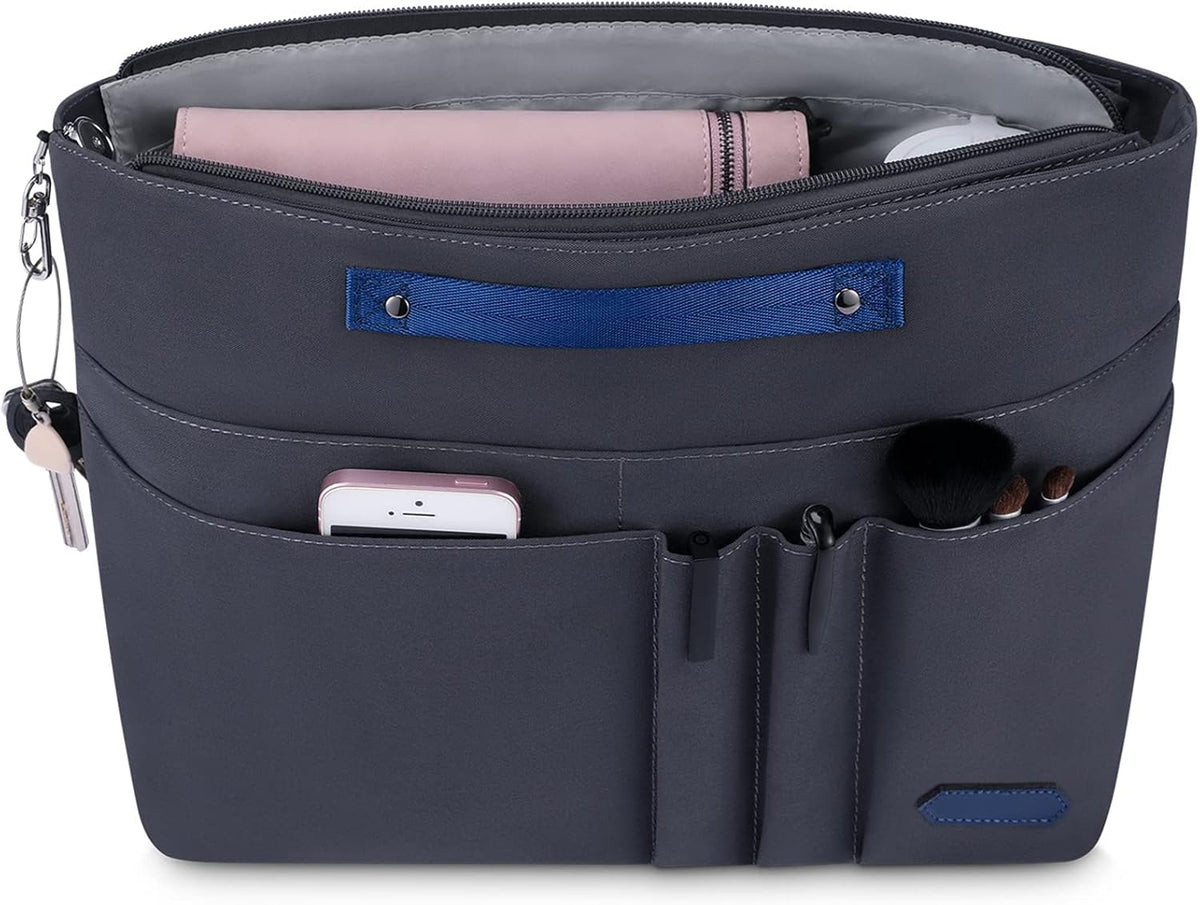 Purse Organizer Insert for Handbags,Tote Bag Organizer Insert Zipper Bag for Women, Handbag Organizer Inside Liner with 15 Pockets