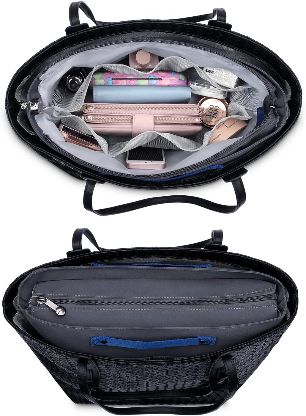 Purse Organizer Insert for Handbags,Tote Bag Organizer Insert Zipper Bag for Women, Handbag Organizer Inside Liner with 15 Pockets