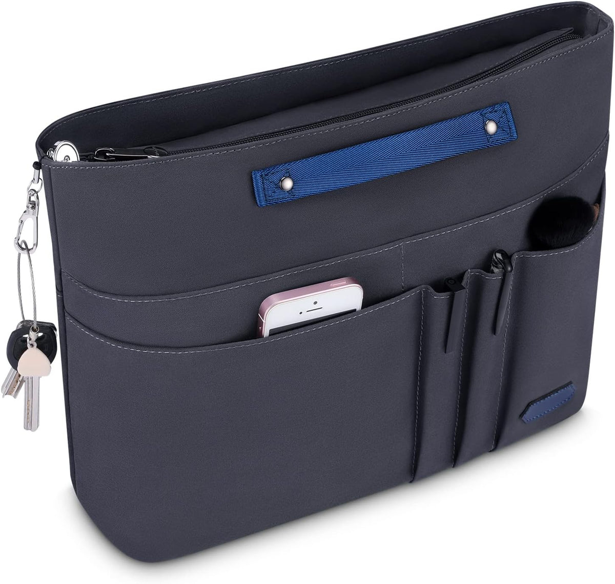 Purse Organizer Insert for Handbags,Tote Bag Organizer Insert Zipper Bag for Women, Handbag Organizer Inside Liner with 15 Pockets