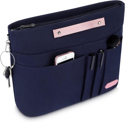Purse Organizer Insert for Handbags,Tote Bag Organizer Insert Zipper Bag for Women, Handbag Organizer Inside Liner with 15 Pockets