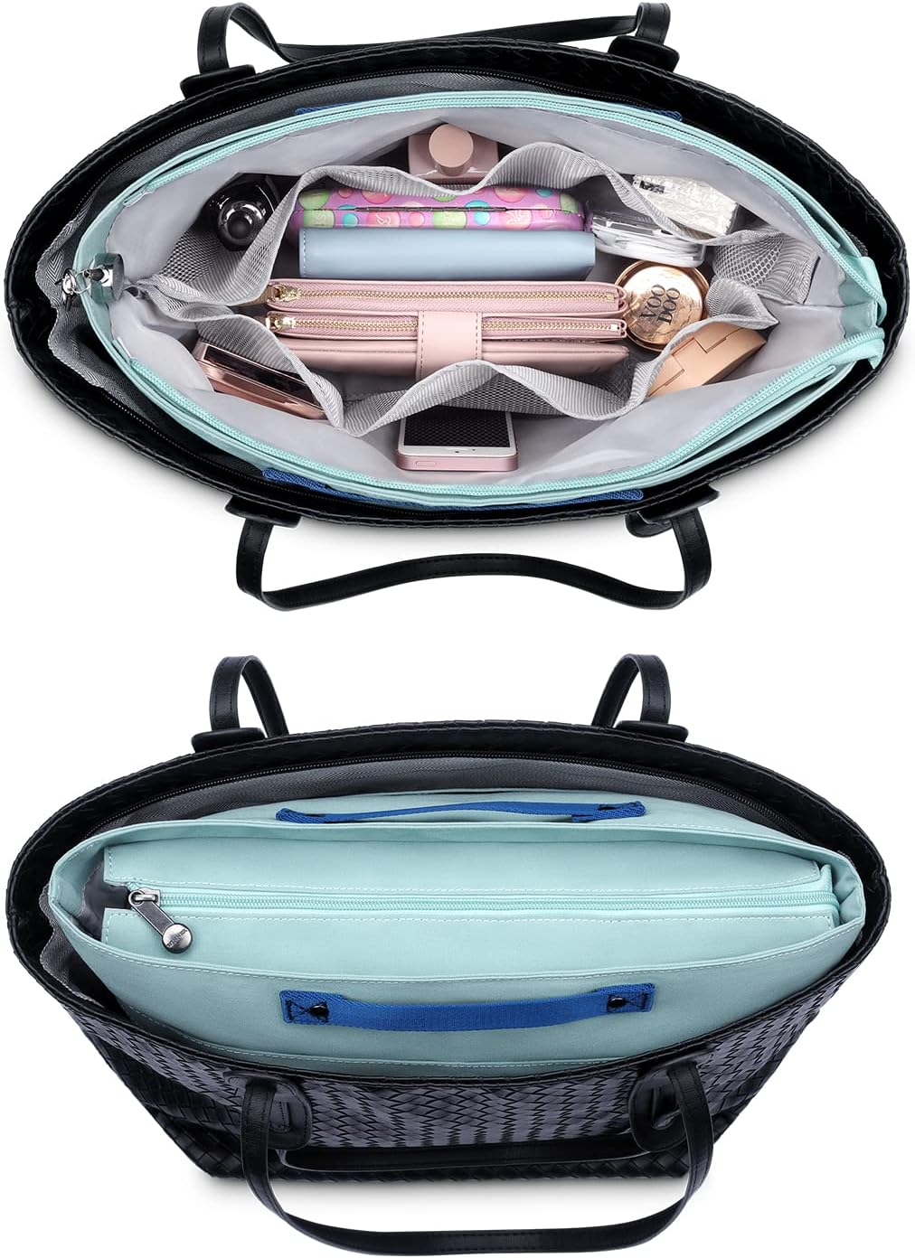 Purse Organizer Insert for Handbags,Tote Bag Organizer Insert Zipper Bag for Women, Handbag Organizer Inside Liner with 15 Pockets